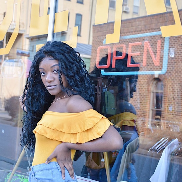 Off Shoulder Ruffle Overlay Bodysuit - Picture 2 of 8